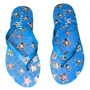 Coach Abigail Blue Star Flip Flops Women’s Size 7B / 37 – Cute Summer Sandals